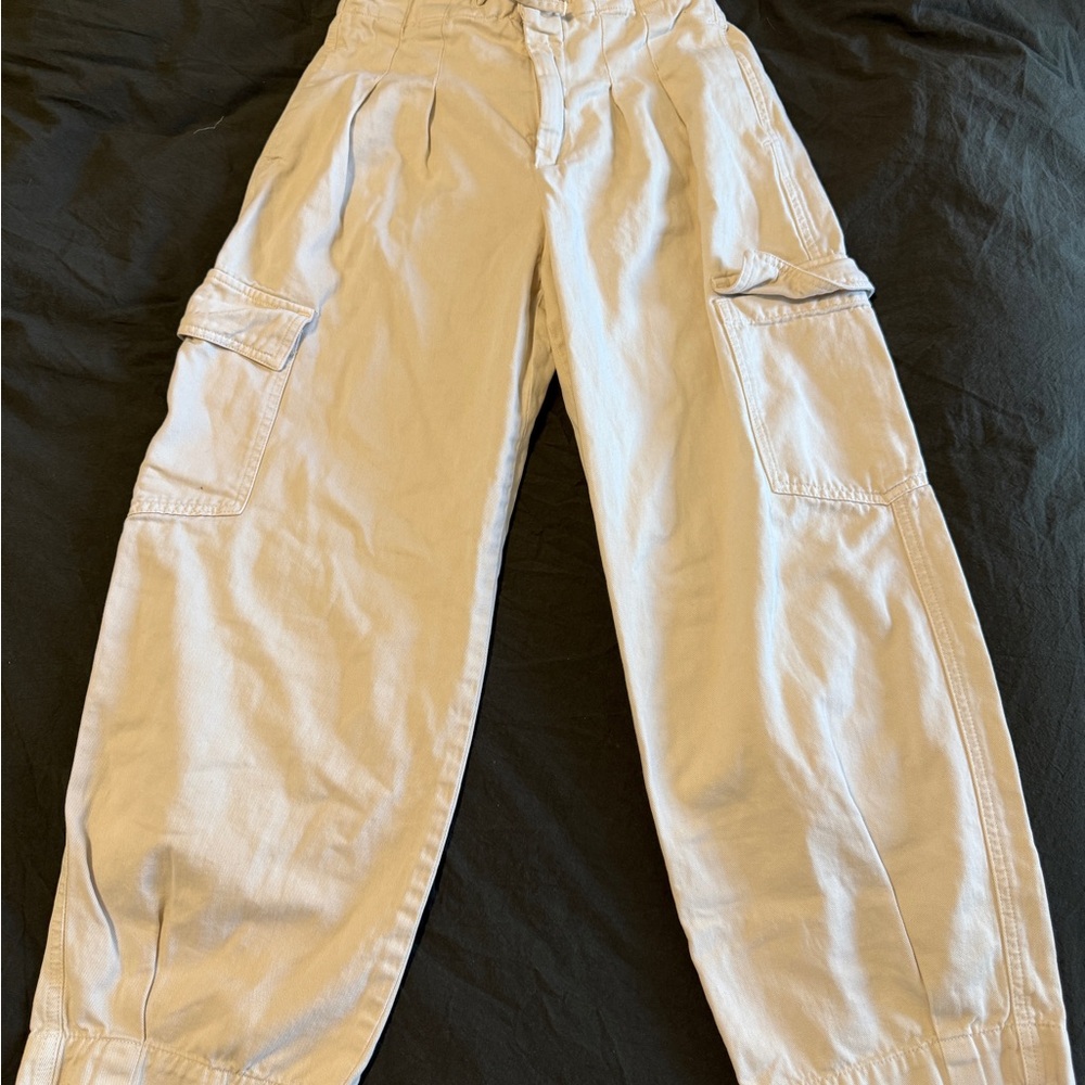 Zara Kids Cream Cargo Pants - Elastic Waistband (13/14)